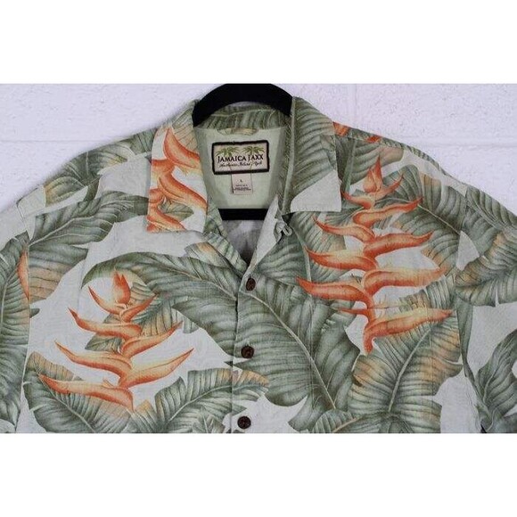 Jamaica Jaxx L Bird of Paradise Hawaiian Silk Button Front Short Sleeve Shirt - Picture 4 of 4